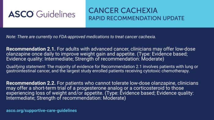 ASCO GuidelinesCancer CachexiaRapid Recommendation Update for adults with advanced cancer