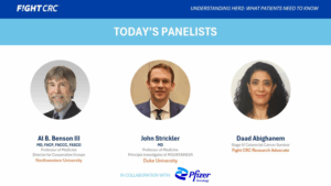 a graphic highlighting the panelists for a webinar on Her2